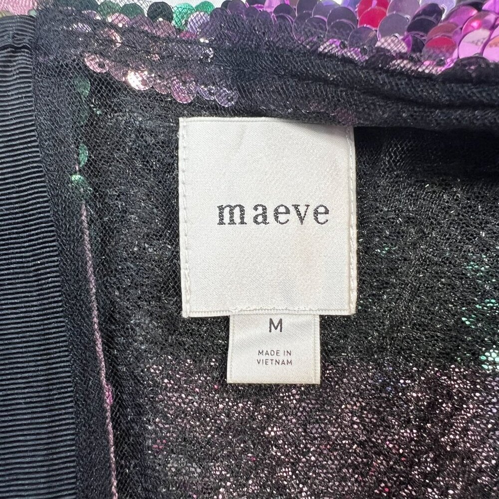 Maeve Pink and Green Sequin Stripe Short Sleeve Top - Picture 5 of 12